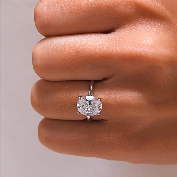 SOLD $210 3 Carat Oval Simulated Diamond .925 Sterling Silver with Hidden Halo - Picture 7 of 12